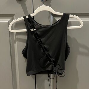 Black cut out crop top with ties